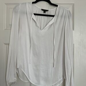 Banana Republic White Relaxed Tie Front Blouse
